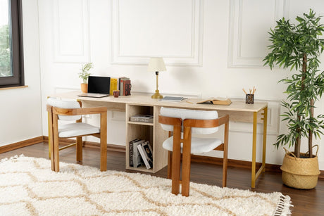 Bureau d'étude Twin Travertine Gold 240x60 cm Mélamine