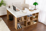 Vesper Bureau d'étude 130x120 cm en pin blanc Mélamine Atlantic Blanc 