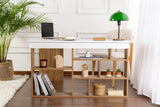 Vesper Bureau d'étude 130x120 cm en pin blanc Mélamine Atlantic Blanc 