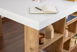 Vesper Bureau d'étude 130x120 cm en pin blanc Mélamine Atlantic Blanc 