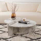 Table basse ronde en marbre à niveaux Mélamine 90 cm Orin 