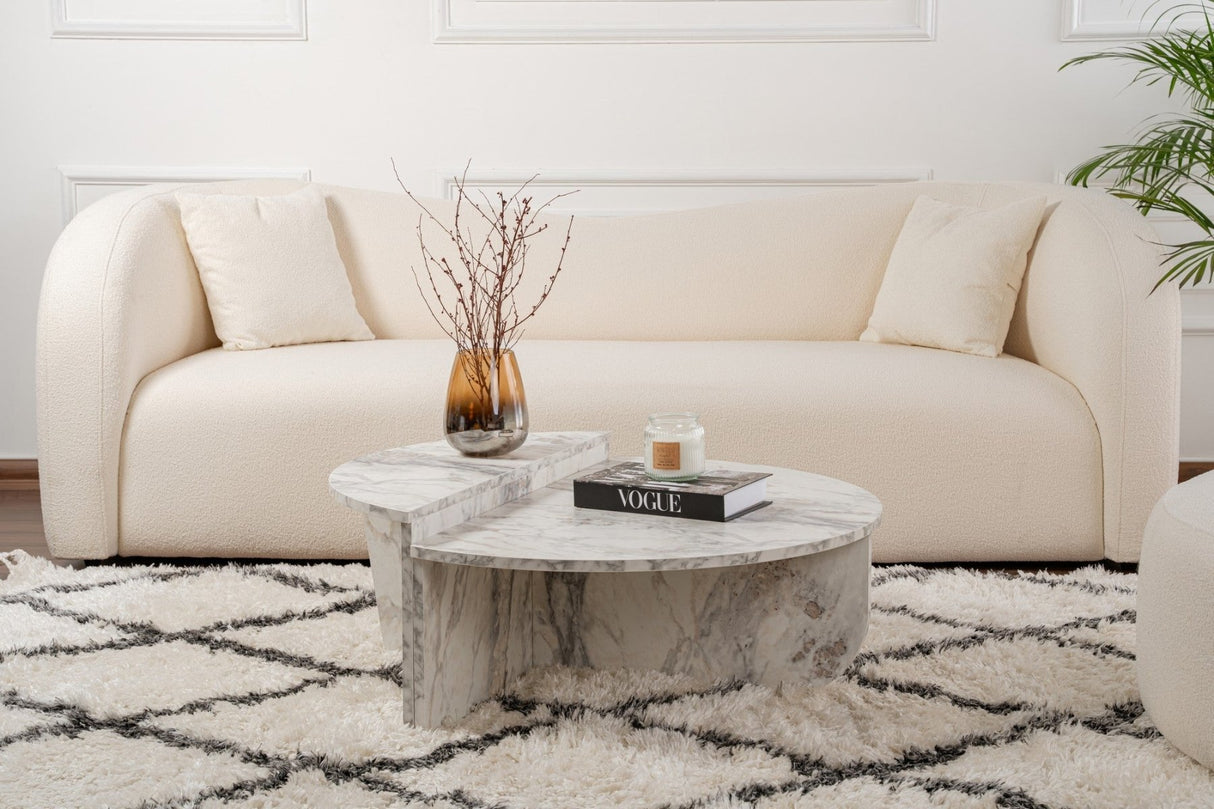Table basse ronde en marbre à niveaux Mélamine 90 cm Orin 