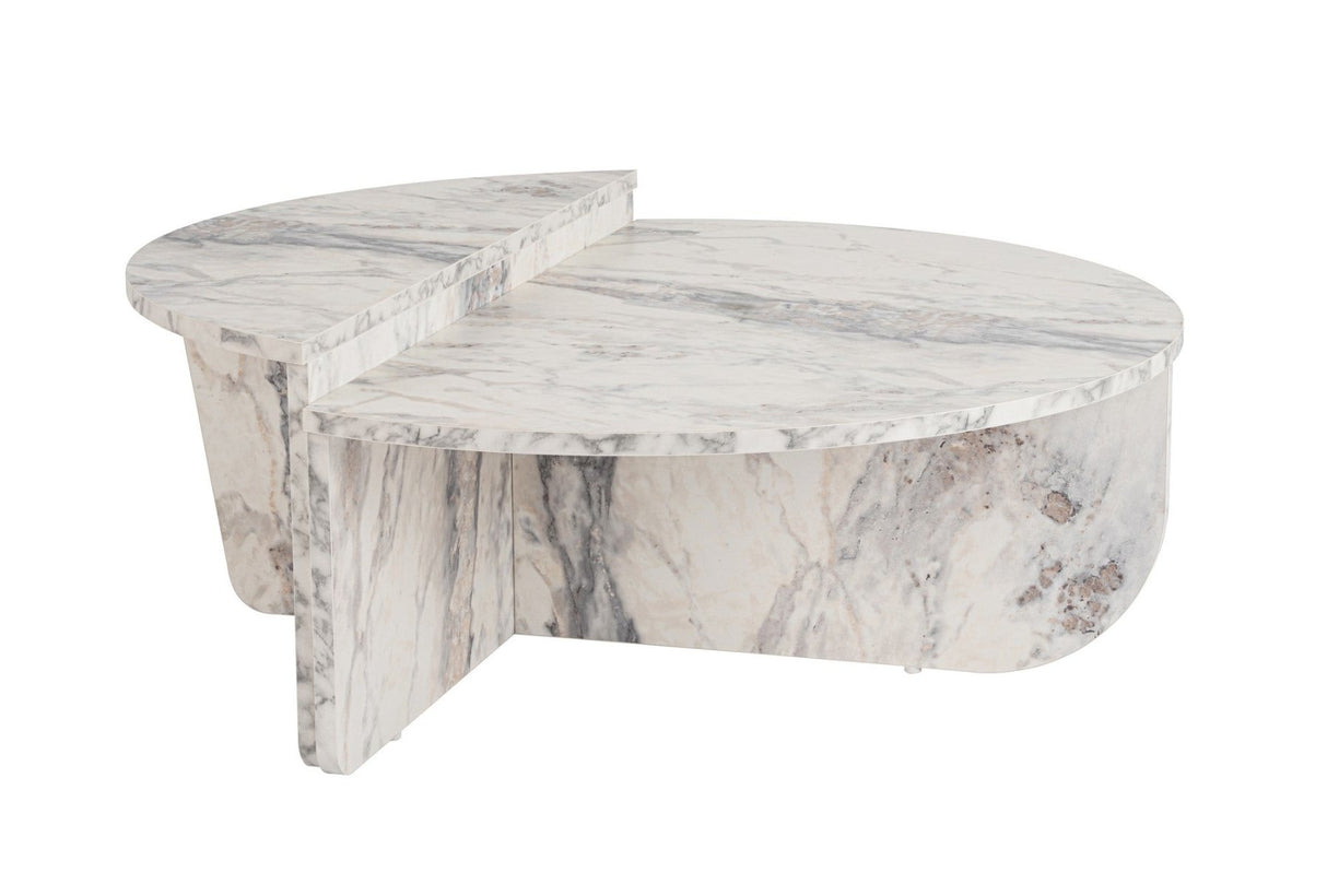 Table basse ronde en marbre à niveaux Mélamine 90 cm Orin 