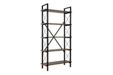 Boekenkasten - Industriële boekenkast walnoot melamine Ely - zwart frame - 180x90 cm - Dimehouse