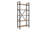 Bibliothèque industrielle chêne mélaminé Ely - structure noire - 180x90 cm