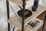 Boekenkasten - Industriële boekenkast travertin melamine Ely - zwart frame - 180x90 cm - Dimehouse