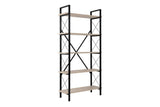 Boekenkasten - Industriële boekenkast travertin melamine Ely - zwart frame - 180x90 cm - Dimehouse