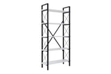 Bibliothèque industrielle mélamine blanche Ely - Structure Noire - 180x90 cm