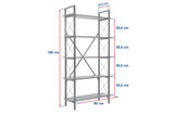 Bibliothèque industrielle mélamine blanche Ely - Structure Noire - 180x90 cm