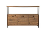 Dressoir Atlantisch Dennenhout Saloce - Zwart Frame - Drie Vakken - 120x77 cm