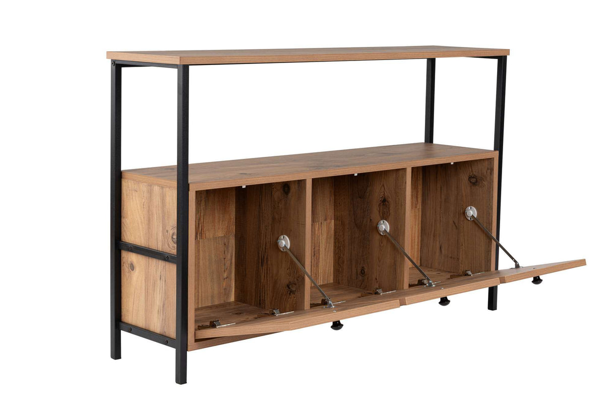 Dressoir Atlantisch Dennenhout Saloce - Zwart Frame - Drie Vakken - 120x77 cm