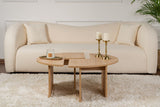Table basse ronde Moari en mélamine de chêne 90 cm 