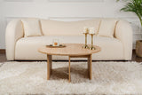 Table basse ronde Moari en mélamine de chêne 90 cm 