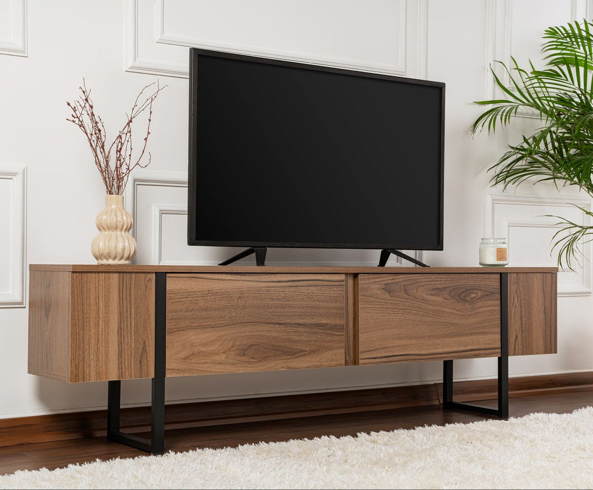 Meuble TV Serenity Noyer Noir 180x29,5x50 cm Mélamine Noir Walnut 