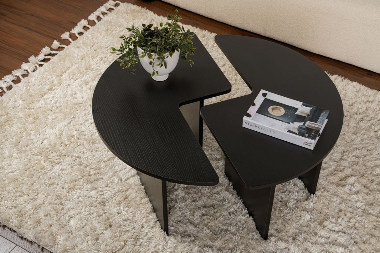 Table basse ronde Moari Noir Mélamine 90 cm 