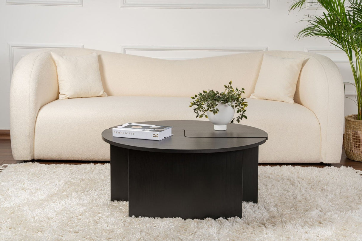 Table basse ronde Moari Noir Mélamine 90 cm 