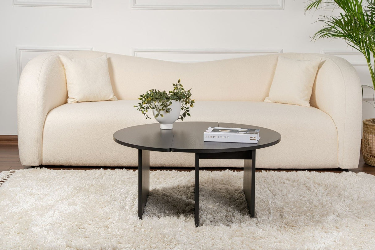 Table basse ronde Moari Noir Mélamine 90 cm 