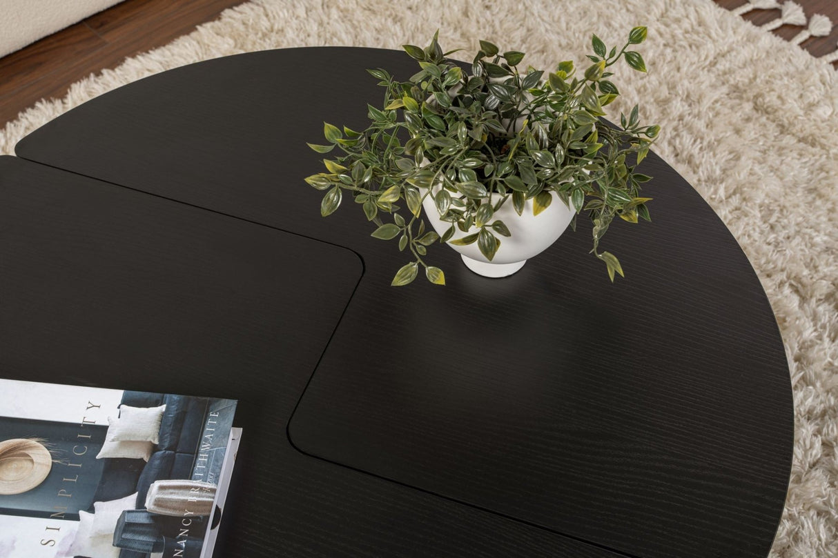 Table basse ronde Moari Noir Mélamine 90 cm 