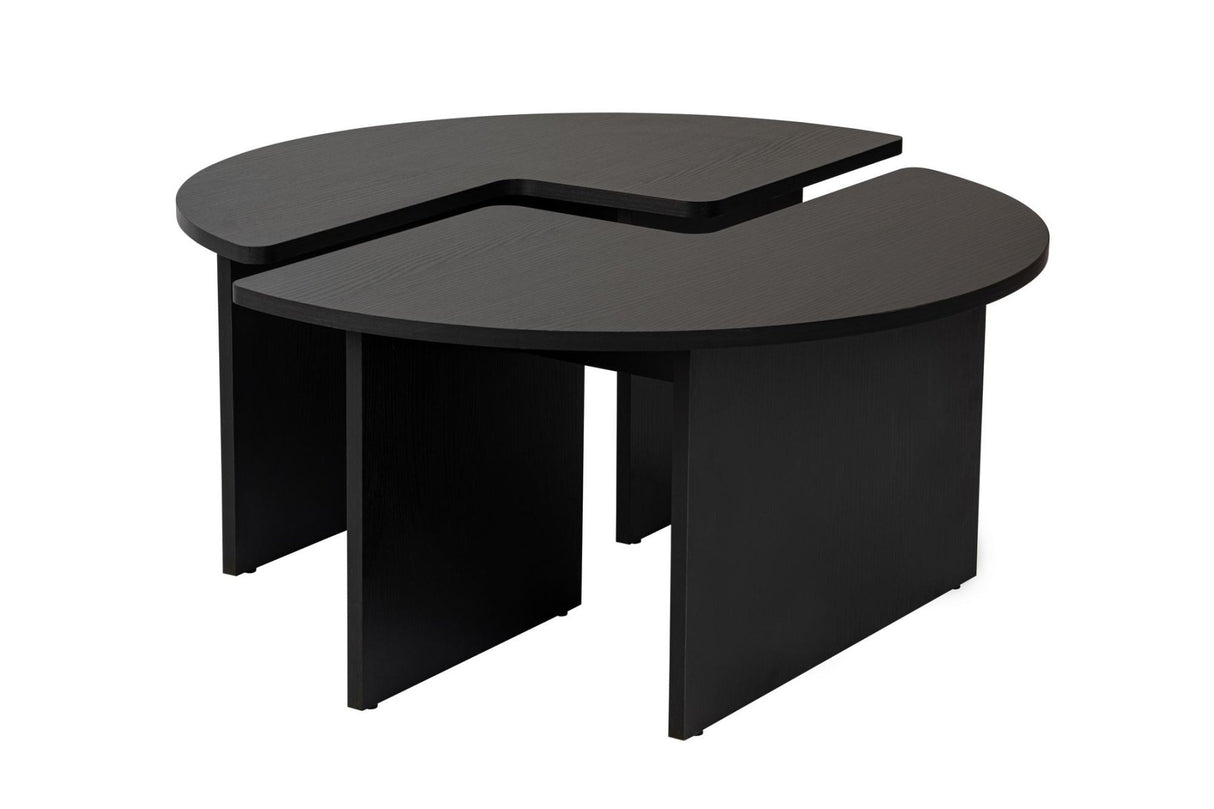 Table basse ronde Moari Noir Mélamine 90 cm 