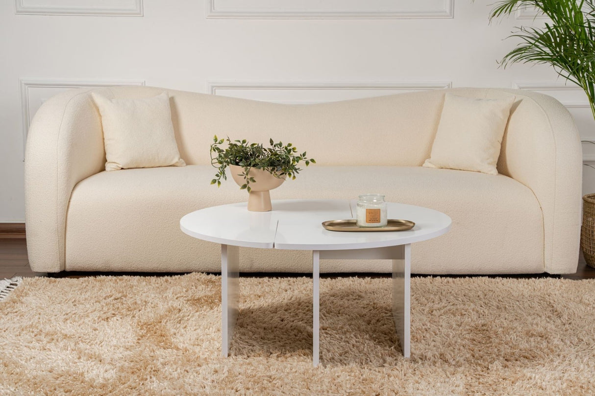 Table basse ronde Moari blanc mélamine 90 cm 