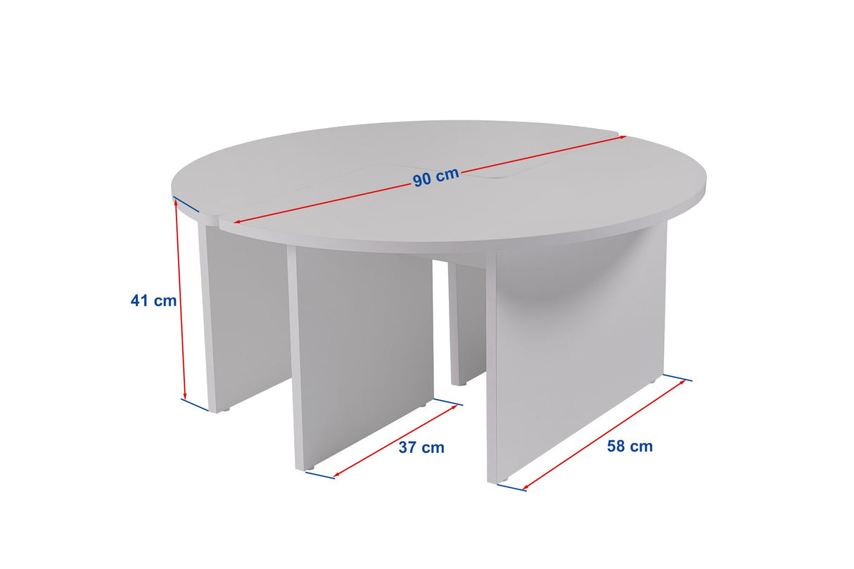 Table basse ronde Moari blanc mélamine 90 cm 