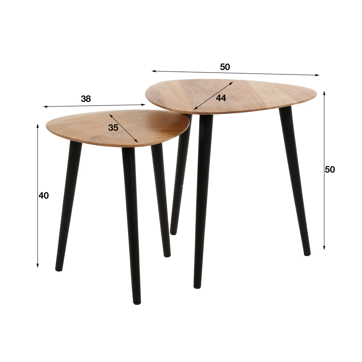 Table d'appoint organique Elvie Set de 2 triangle acacia bois