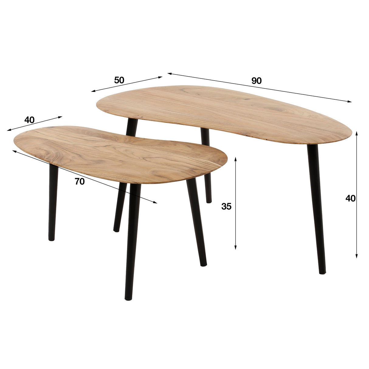 Table basse Elvie bois d'acacia set of 2