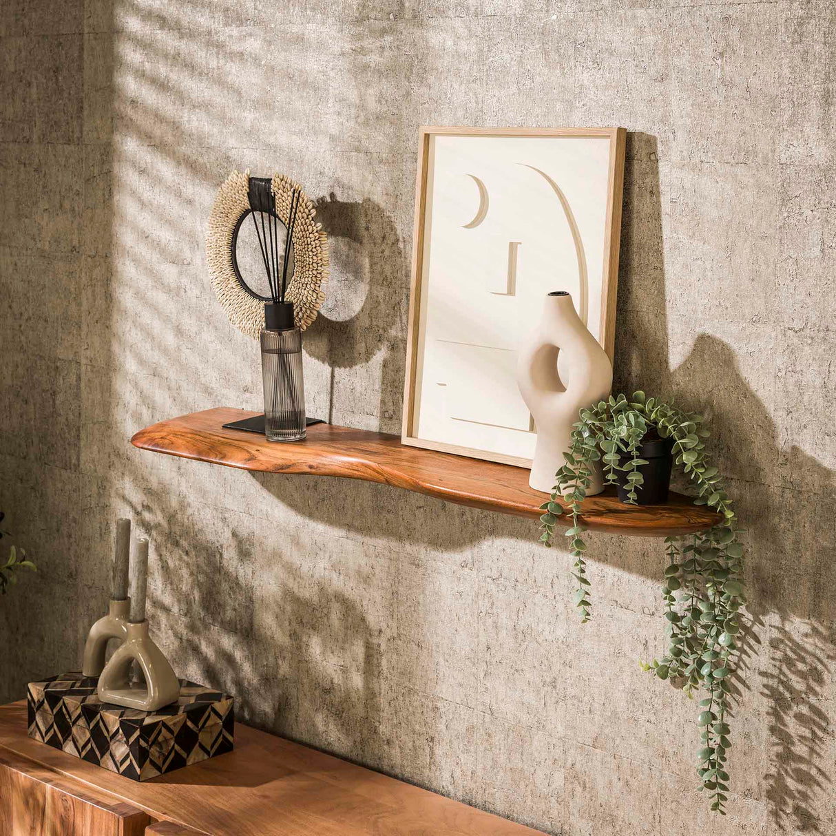 Étagère murale nordique 120 en bois d'acacia massif 