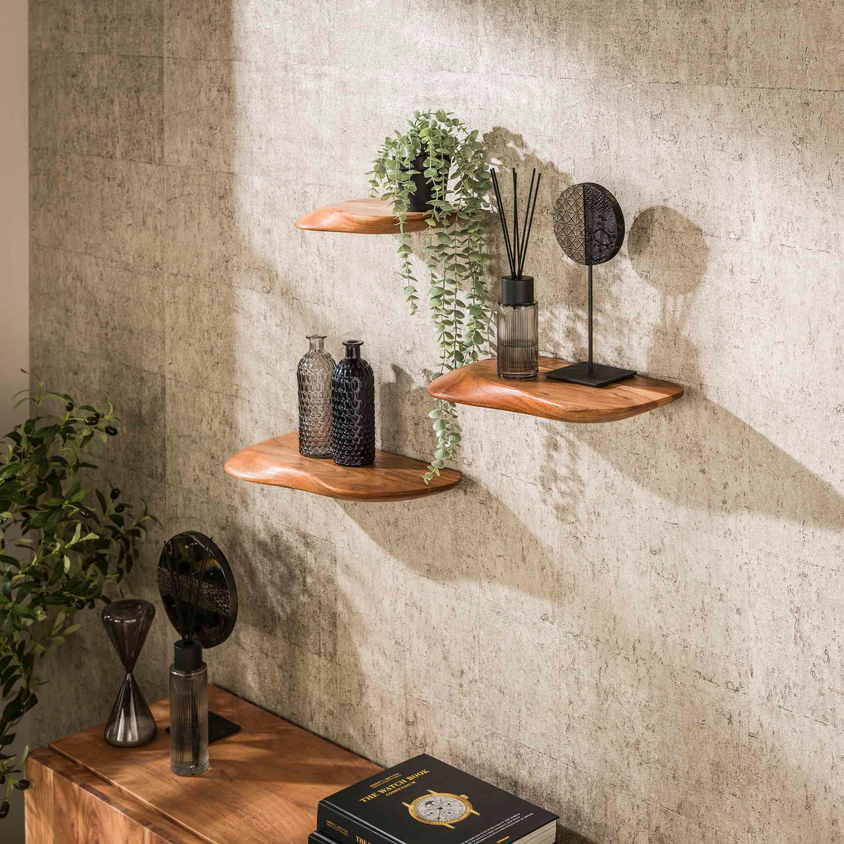 Set Nordic de 3 étagères murales Organic - Bois d'acacia massif 