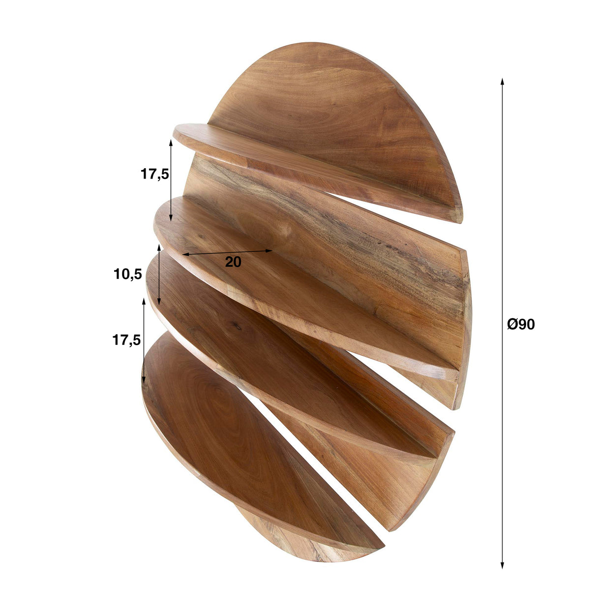 Étagère murale ronde Binc en bois naturel 