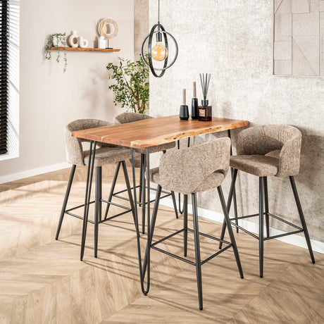 Table de bar industrielle en bois d'acacia Elin 130 cm