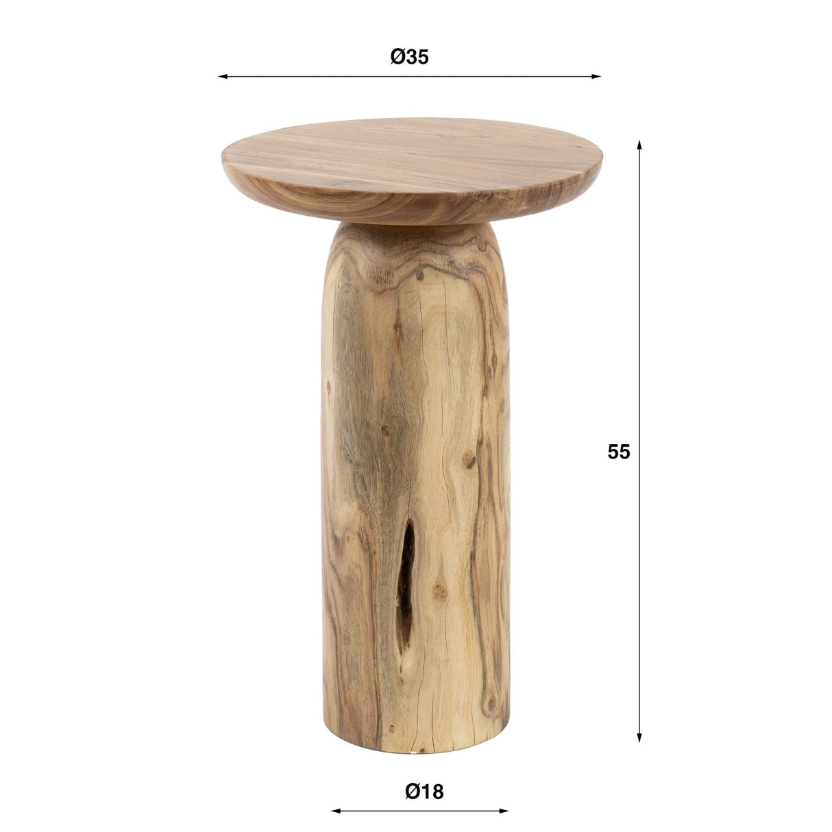 Table d'appoint Nova - Bois d'acacia massif - 55 cm de hauteur 