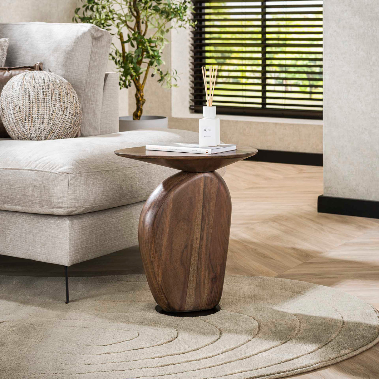 Table d'appoint Acacia Glaze Brown 45x36x50 cm 