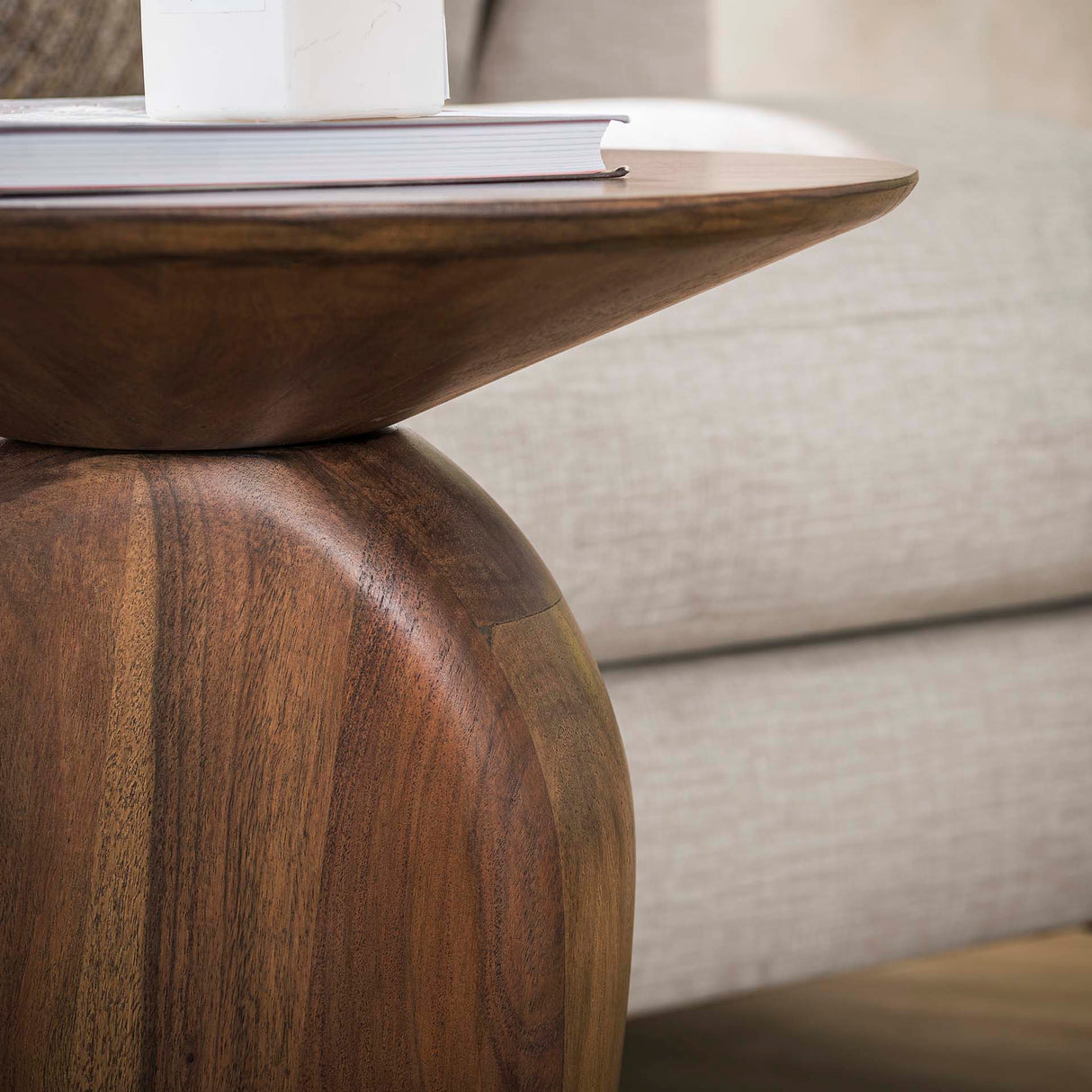 Table d'appoint Acacia Glaze Brown 45x36x50 cm 