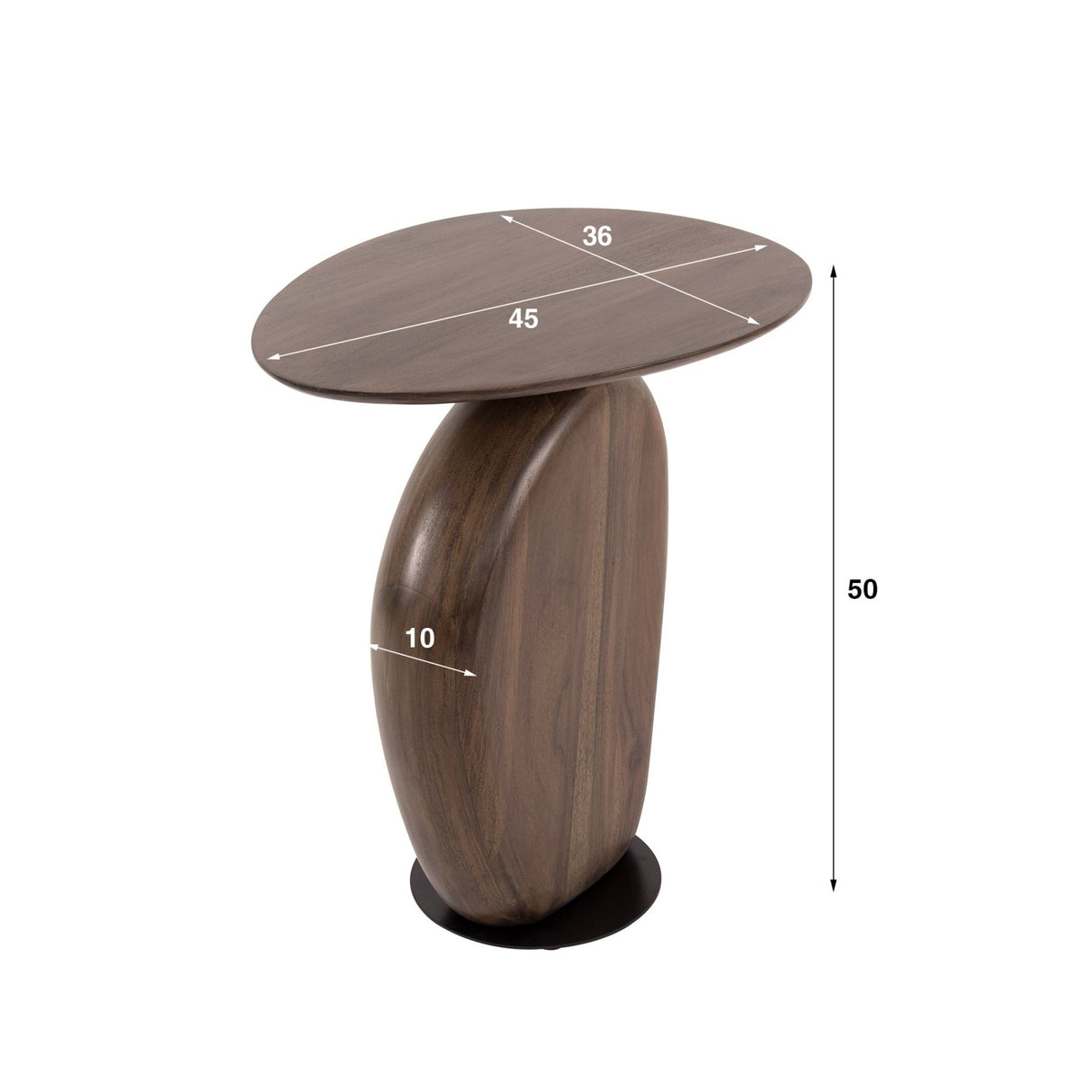 Table d'appoint Acacia Glaze Brown 45x36x50 cm 