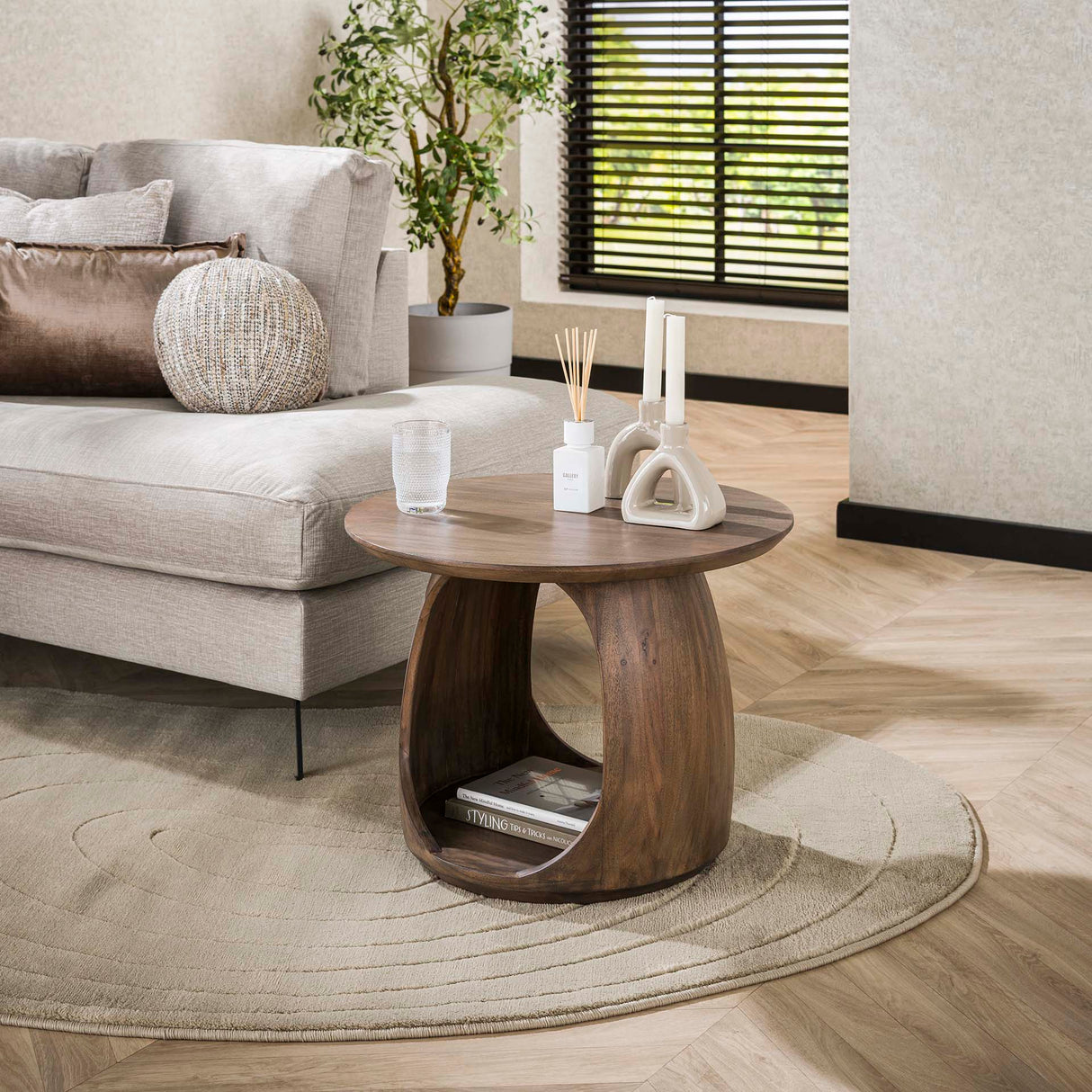 Table d'appoint Nore Acacia Massif Brun 60x60x46 cm 