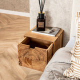 Table de nuit flottante en bois d'acacia Nova avec 1 tiroir - 30x25x29 cm 