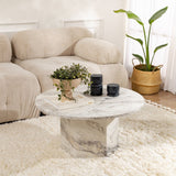Table basse ronde Vano aspect marbre 80 cm 