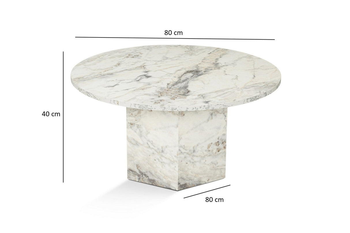 Table basse ronde Vano aspect marbre 80 cm 