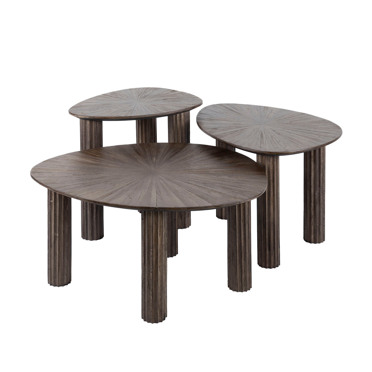 Ensemble de table basse de 3 Myla Triangulaire en Teck Brun 