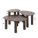 Ensemble de table basse de 3 Myla Triangulaire en Teck Brun 