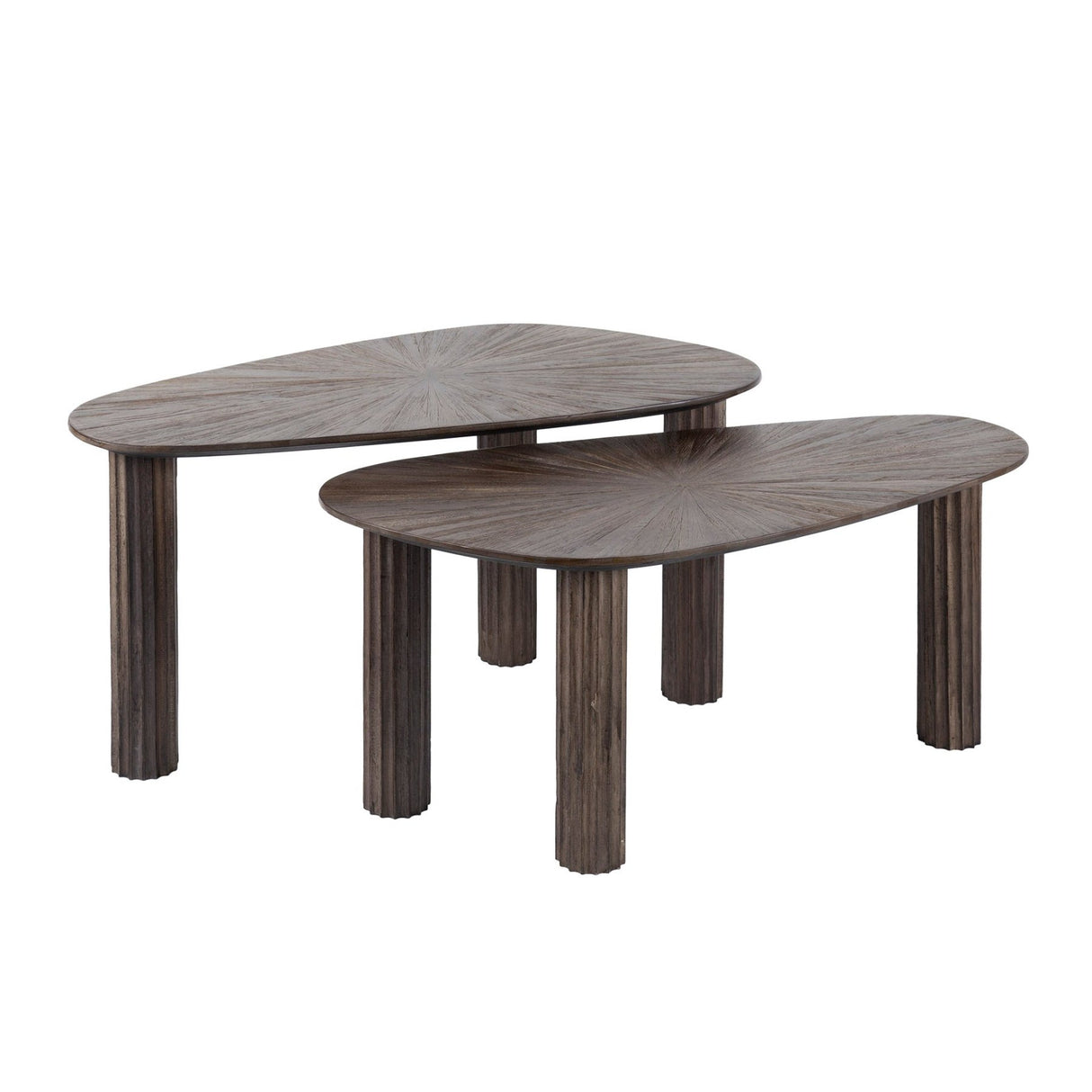 Ensemble de 2 tables basses Myla en bois de teck organique brun 