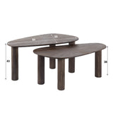 Ensemble de 2 tables basses Myla en bois de teck organique brun 