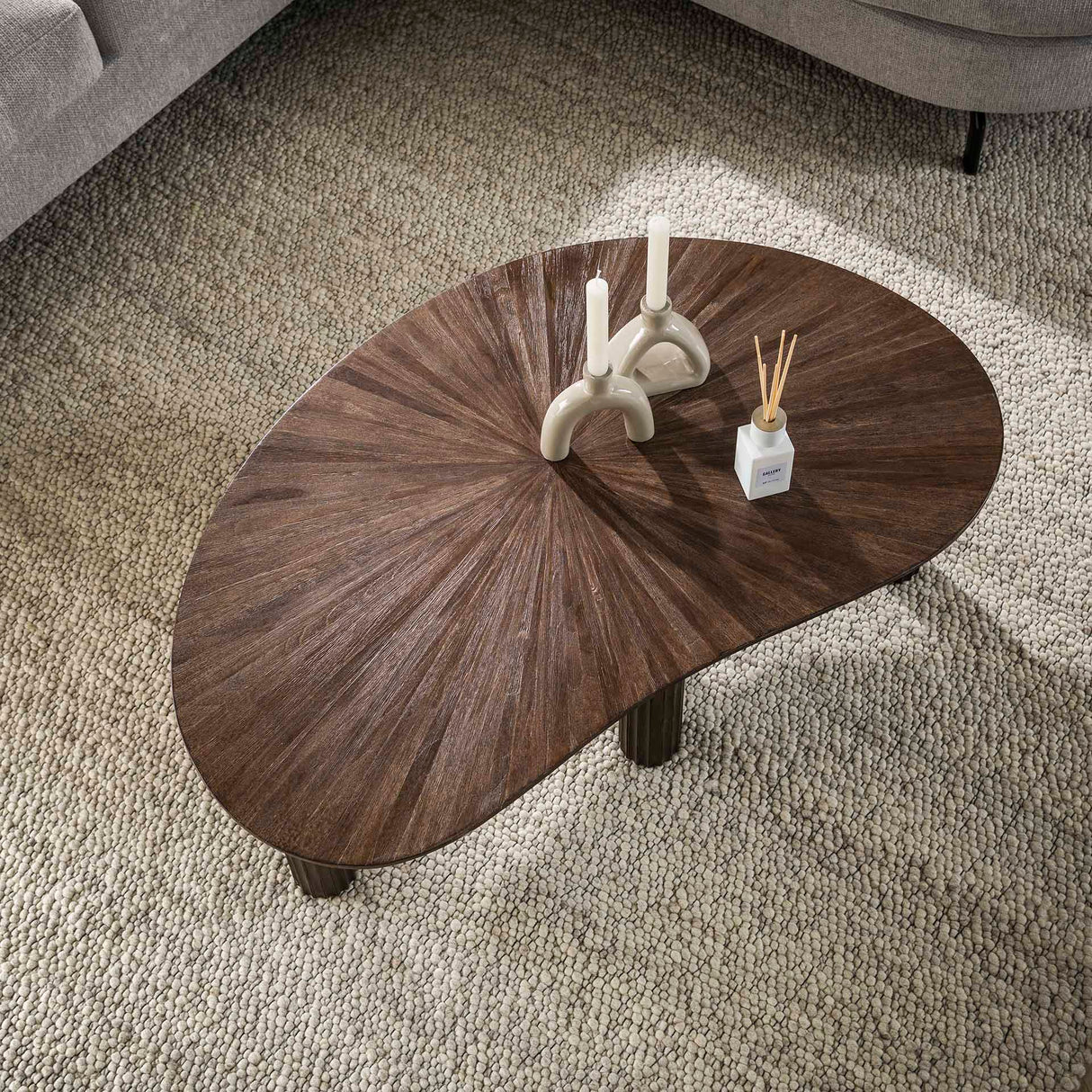 Table basse Myla en bois de teck organique marron 110 cm 