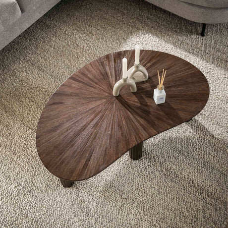 Table basse Myla en bois de teck organique marron 110 cm 