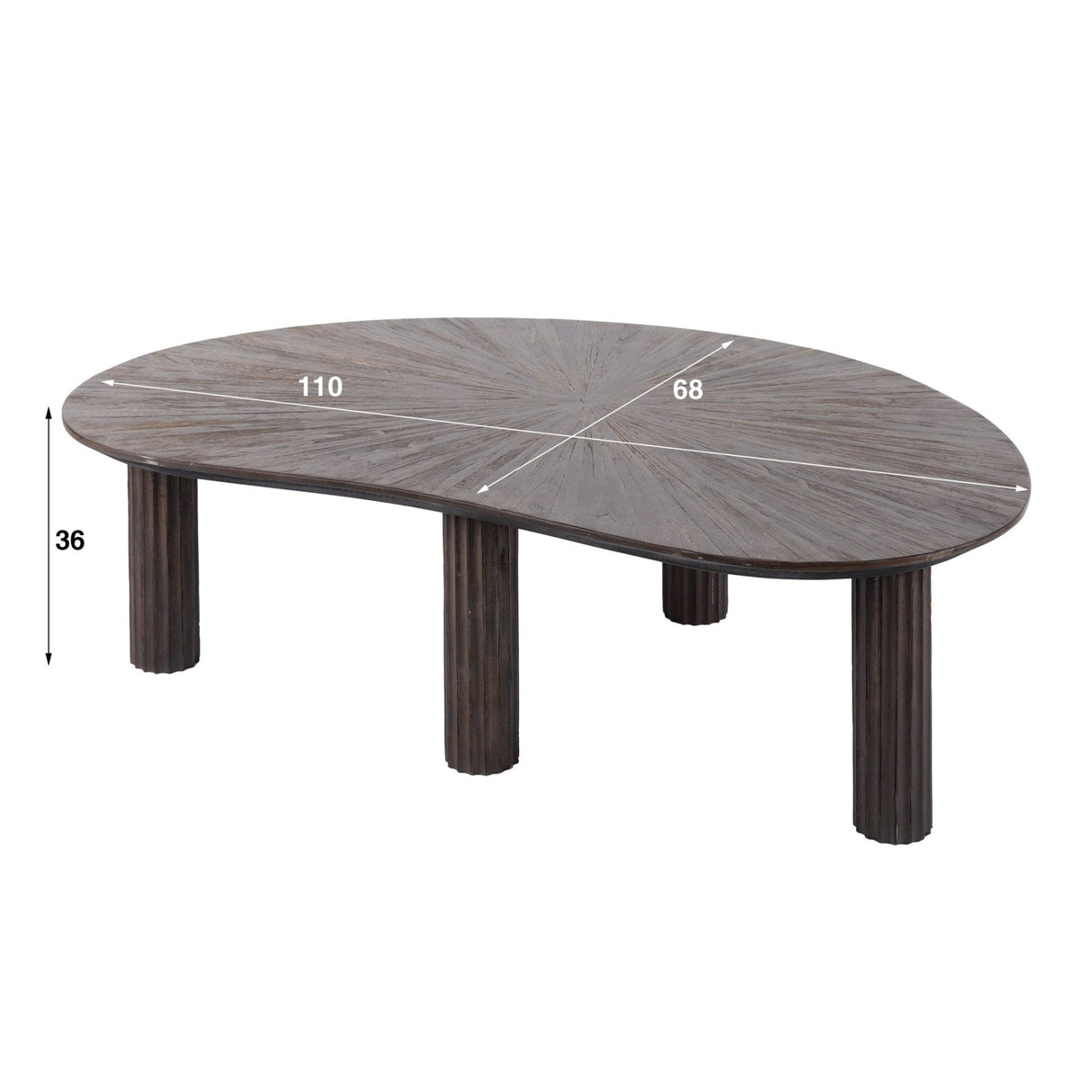 Table basse Myla en bois de teck organique marron 110 cm 