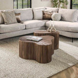 Ensemble de 2 tables basses Myla Forme organique Bois de teck Marron 