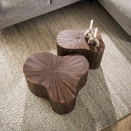 Ensemble de 2 tables basses Myla Forme organique Bois de teck Marron 