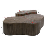 Lot de 2 tables basses bio en teck marron foncé Myla