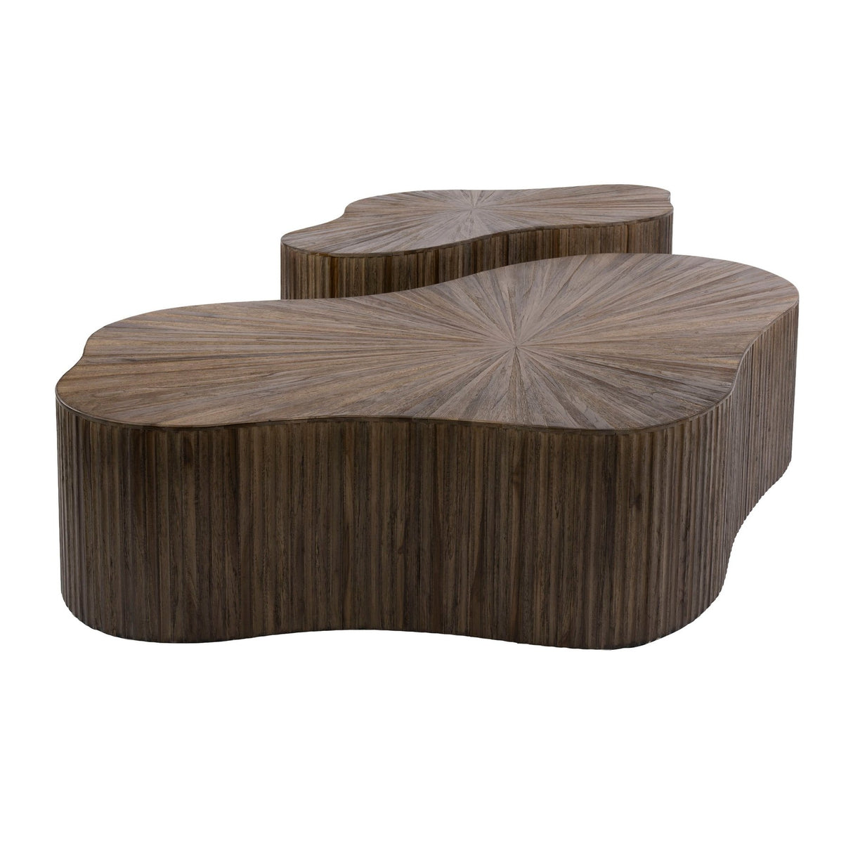 Lot de 2 tables basses bio en teck marron foncé Myla